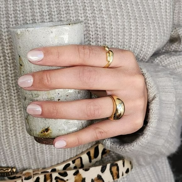 Size 9 Womens Gold Plated Retro Smooth Surface Dome Unisex Finger‎ Ring Jewelry - Picture 7 of 13